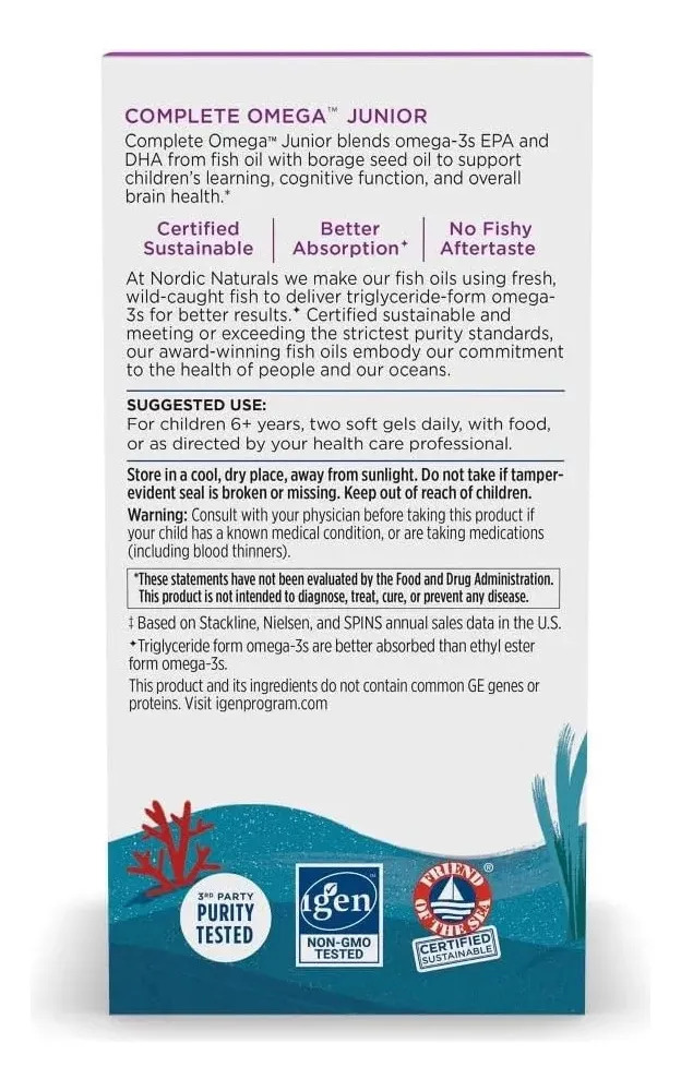 Aceite De Pescado Omega 3s Nordic Natural Niños X 180 Caps - Image 2