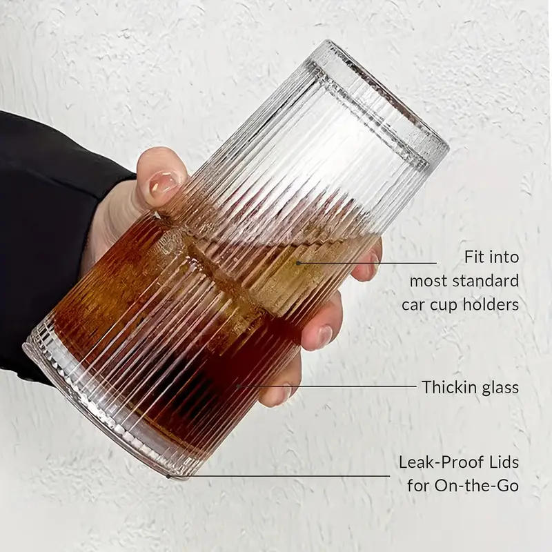 Pack De 2 Vaso De Vidrio Vintage De 20oz Con Tapa Y Sorbete - Image 9