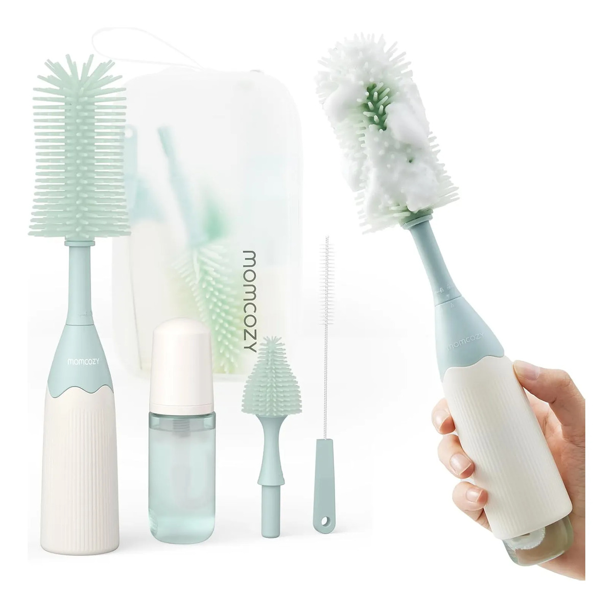 Cepillo Limpiador Biberones Momcozy Kit 360 Con Dispensador - Image 2