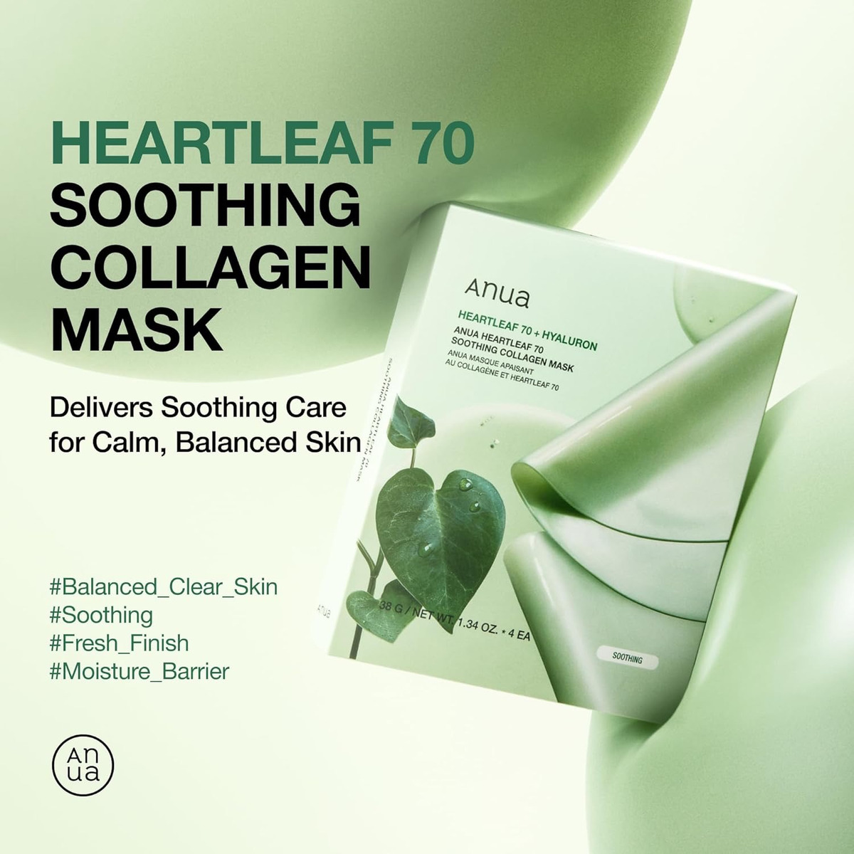 Anua Heartleaf 70 Soothing Collagen Hidratación 4mask - Image 2