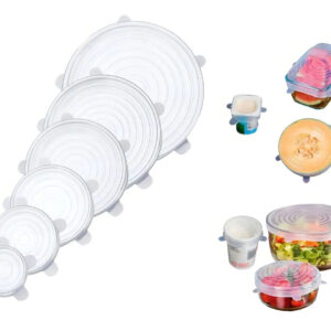 Kit De 6 Tapas Ajustables Silicona, Redondas, Reutilizables Lisa