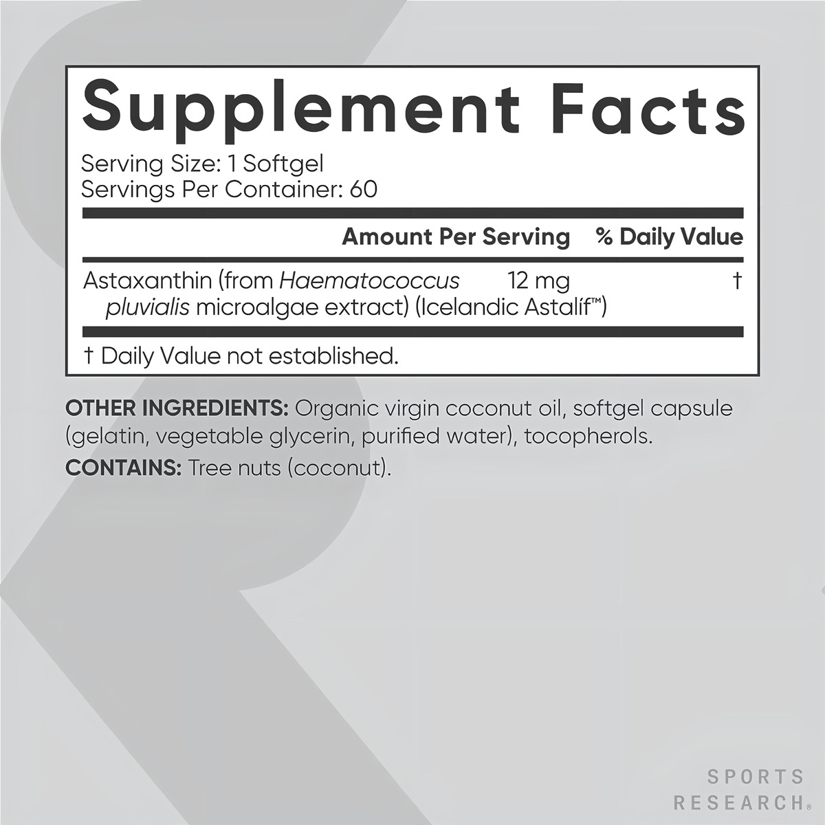 Sr Triple Strength Astaxanthin From Microalgae 12mg 60ct Sabor Flavorless - Image 2