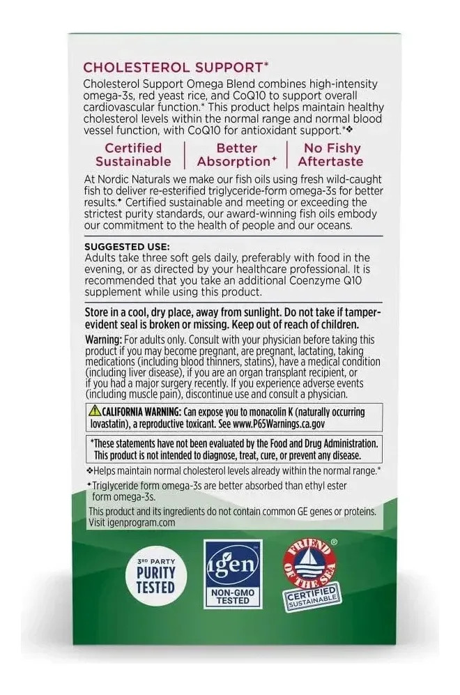 Nordic Naturals Cholesterol Support Omega Blend 60 Cáp - Image 4