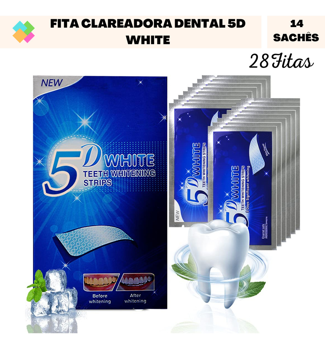 Blanqueador Dental Ultra Blanqueador, 28 Cintas 5d, Color Bl - Image 3