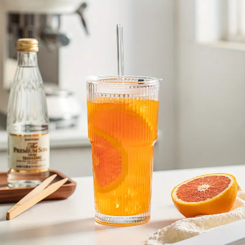 Pack De 2 Vaso De Vidrio Vintage De 20oz Con Tapa Y Sorbete - Image 8