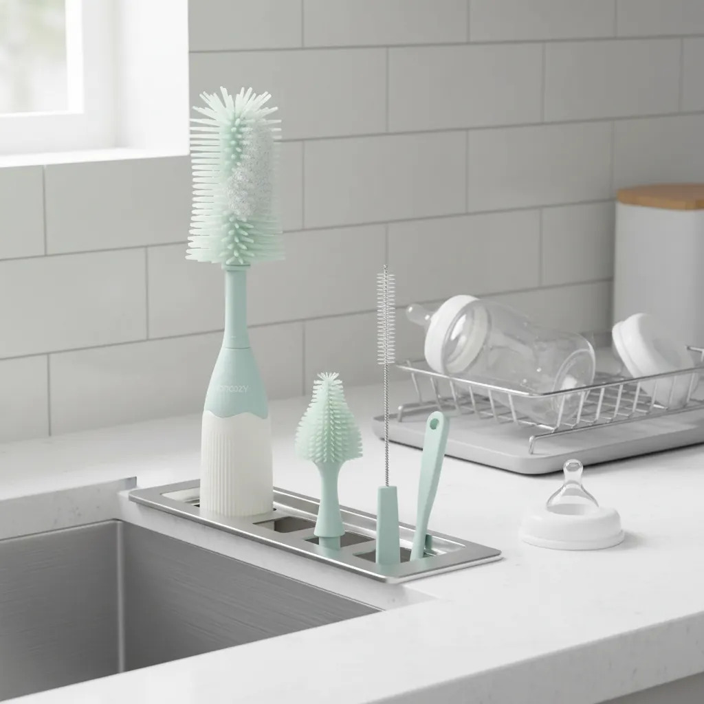 Cepillo Limpiador Biberones Momcozy Kit 360 Con Dispensador