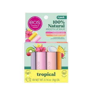 eos 100% Natural Smooth Lip Balm Tropical – Pack x4