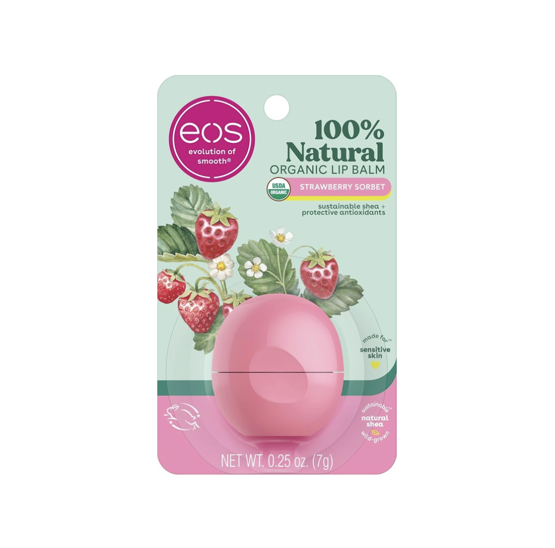 Eos Bálsamo Labial Orgánico 100% Natural Strawberry Sorbet 7g