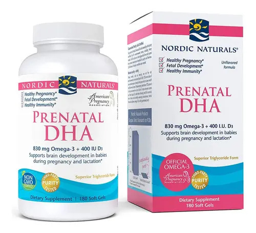 Nordic Naturals | Prenatal Dha | 830mg/400i.u | 180 Softge Sabor Sin Sabor