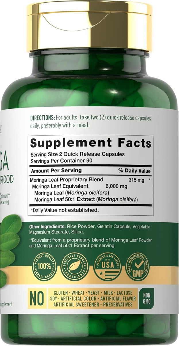 Carlyle Moringa Oleifera 6000mg 180 Capsulas - Image 7