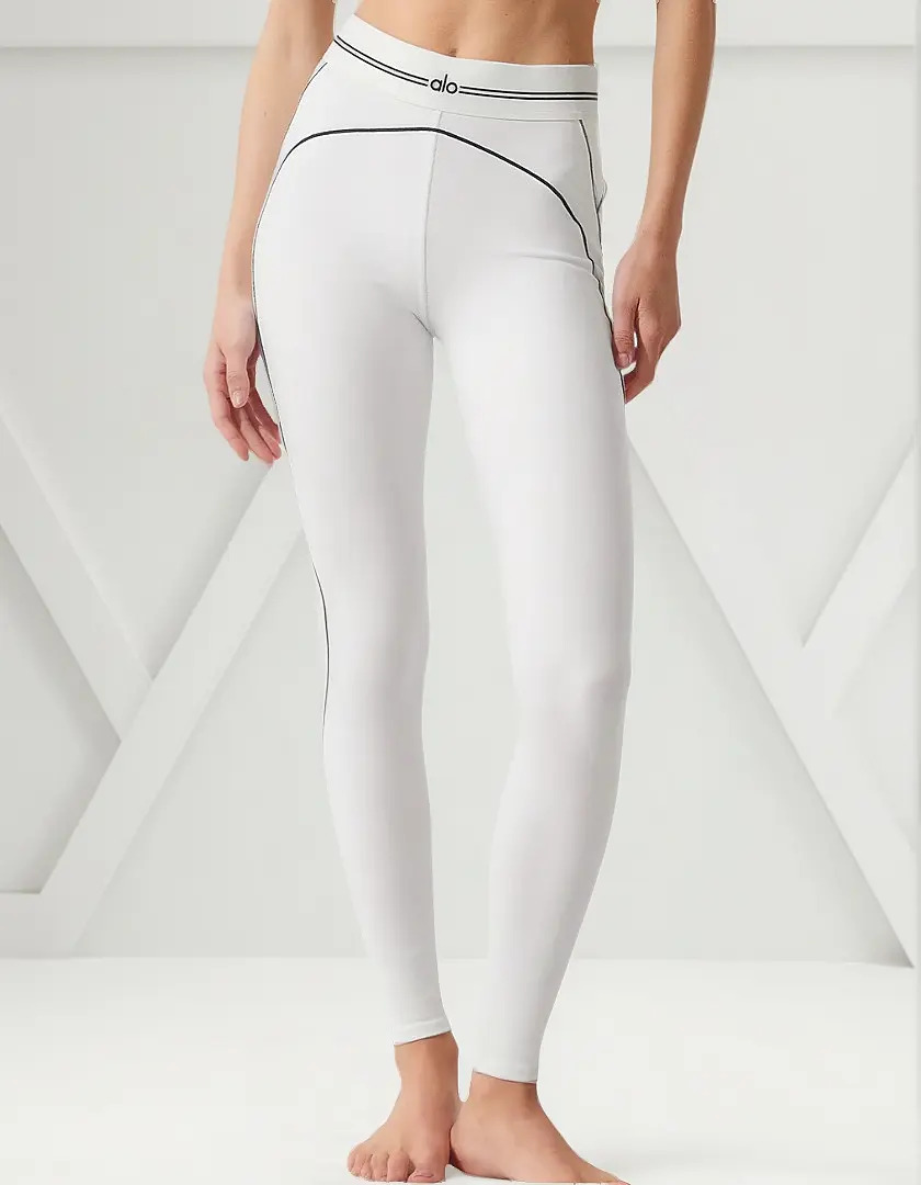 Alo Yoga Calza Airbrush Talle Alto | Modelo Heart Blanco