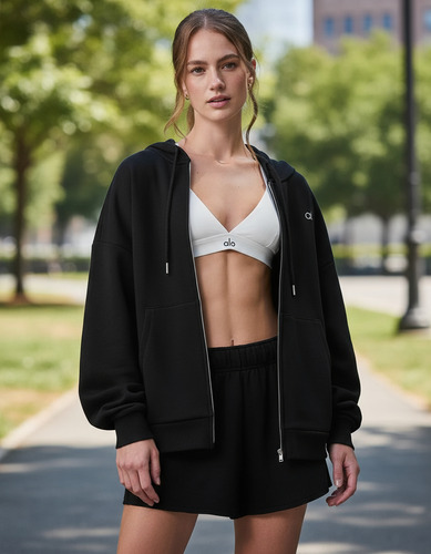 Alo Yoga Buzo Canguro Accolade Full Zip Hoodie Oversi - Image 3