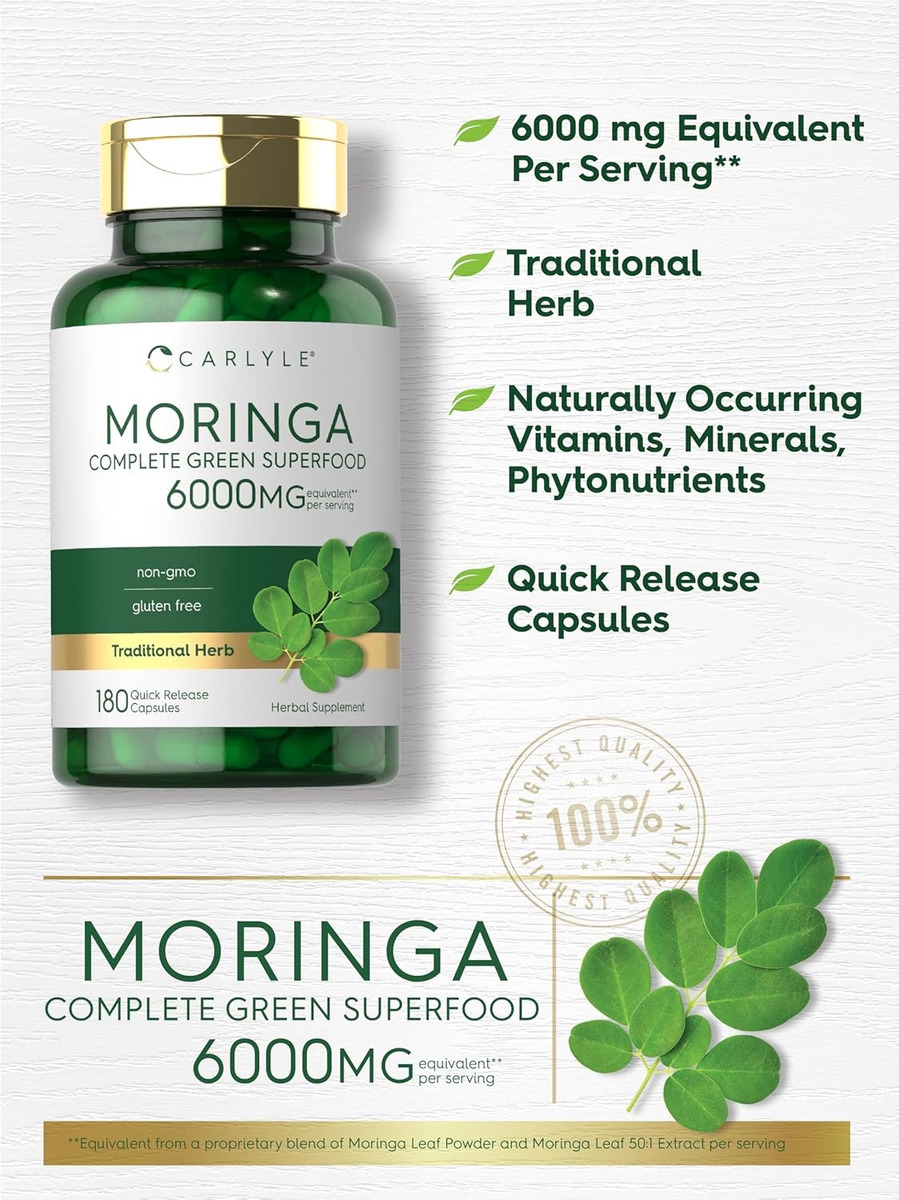 Carlyle Moringa Oleifera 6000mg 180 Capsulas - Image 3