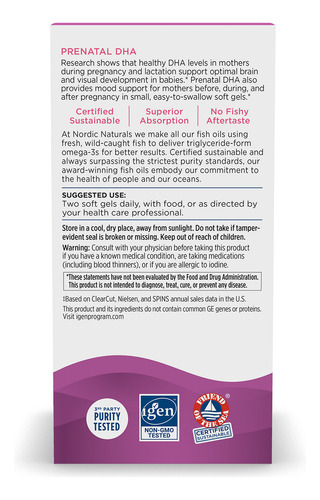 Nordic Naturals | Prenatal Dha | 830mg/400i.u | 180 Softge Sabor Sin Sabor - Image 6