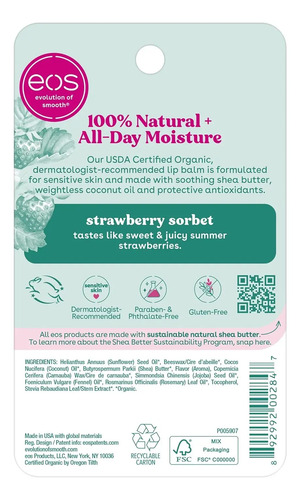 Eos Bálsamo Labial Orgánico 100% Natural Strawberry Sorbet 7g - Image 4