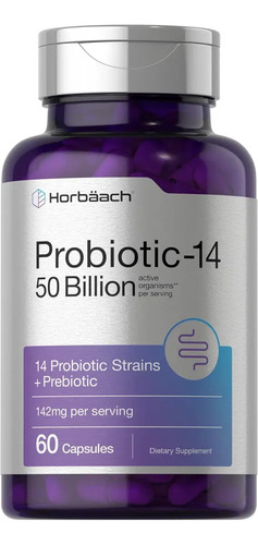 Horbäach Probiotic-14 50 Billion Salud Digestiva Avanzada