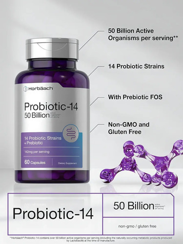Horbäach Probiotic-14 50 Billion Salud Digestiva Avanzada - Image 4