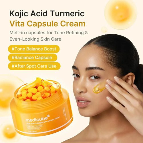 Medicube Kojic Acid Turmeric Vita Capsule Cream 53g Todo Tipo De Piel Noche - Imagen 6