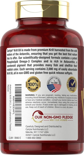 Carlyle Aceite De Krill Antártico 2000 Mg 120 Cápsulas Bland - Image 3