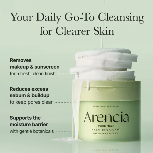 Arencia Pore Melt Cleansing Oil Pad Green Tea + Rice Oil - Imagen 4