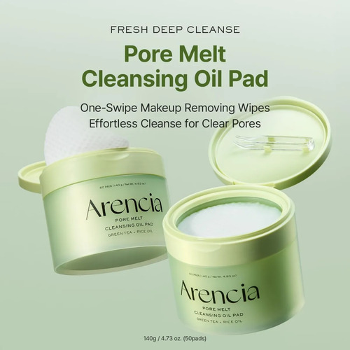 Arencia Pore Melt Cleansing Oil Pad Green Tea + Rice Oil - Imagen 6