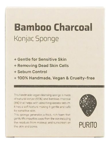 Purito Esponja Facial De Konjac Charcoal Bamboo 1 Pieza - Imagen 2