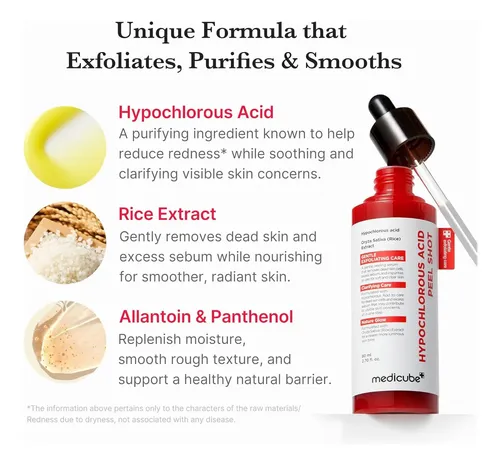 Medicube Hypochlorous Acid Rice Peel Shot Exfoliante Facial - Imagen 8