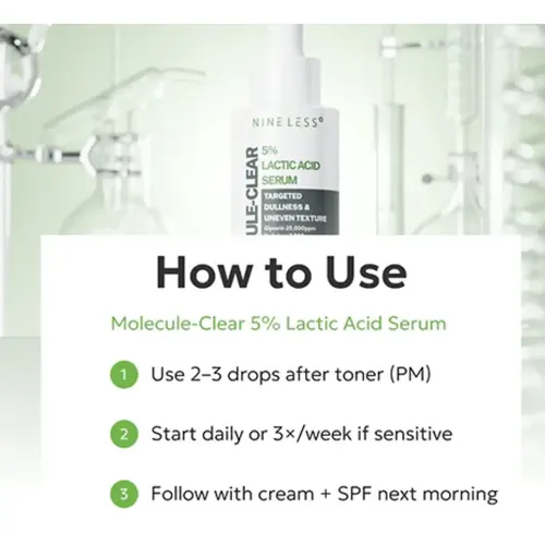 Nine Less Molecule-clear Sérum Exfoliante Con Ácido Láctico - Imagen 5