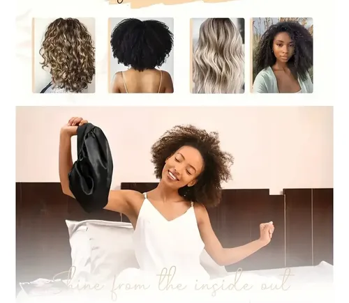 Kit Gorro Saten + Banda Rizadora + Scrunchies Rulos Curly - Imagen 4