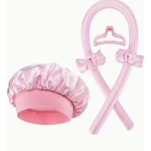 Kit Gorro Saten + Banda Rizadora + Scrunchies Rulos Curly