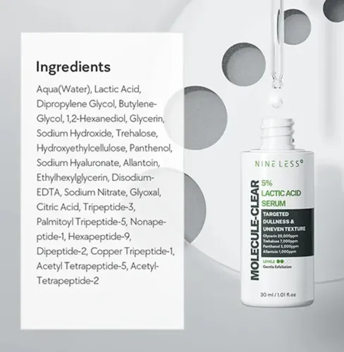 Nine Less Molecule-clear Sérum Exfoliante Con Ácido Láctico - Imagen 4