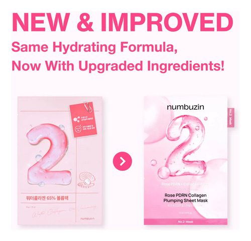 Numbuzin Rose Pdrn Collagen Plumping Sheet Mask (10ea) - Imagen 3
