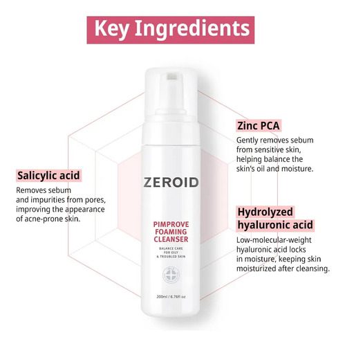 Zeroid Pimprove Foaming Cleanser Limpiador De Poros - 200ml - Imagen 2
