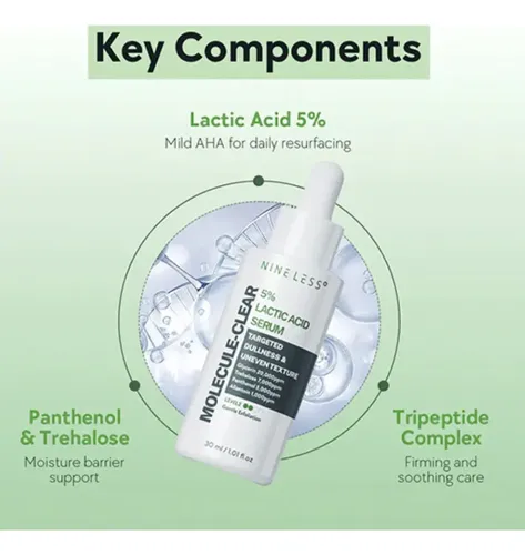 Nine Less Molecule-clear Sérum Exfoliante Con Ácido Láctico - Imagen 3