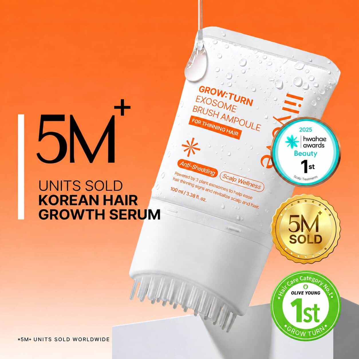 Lilyeve Grow Exosome Brush Ampoule Sérum para cuero cabelludo - 100 ml - Imagen 3