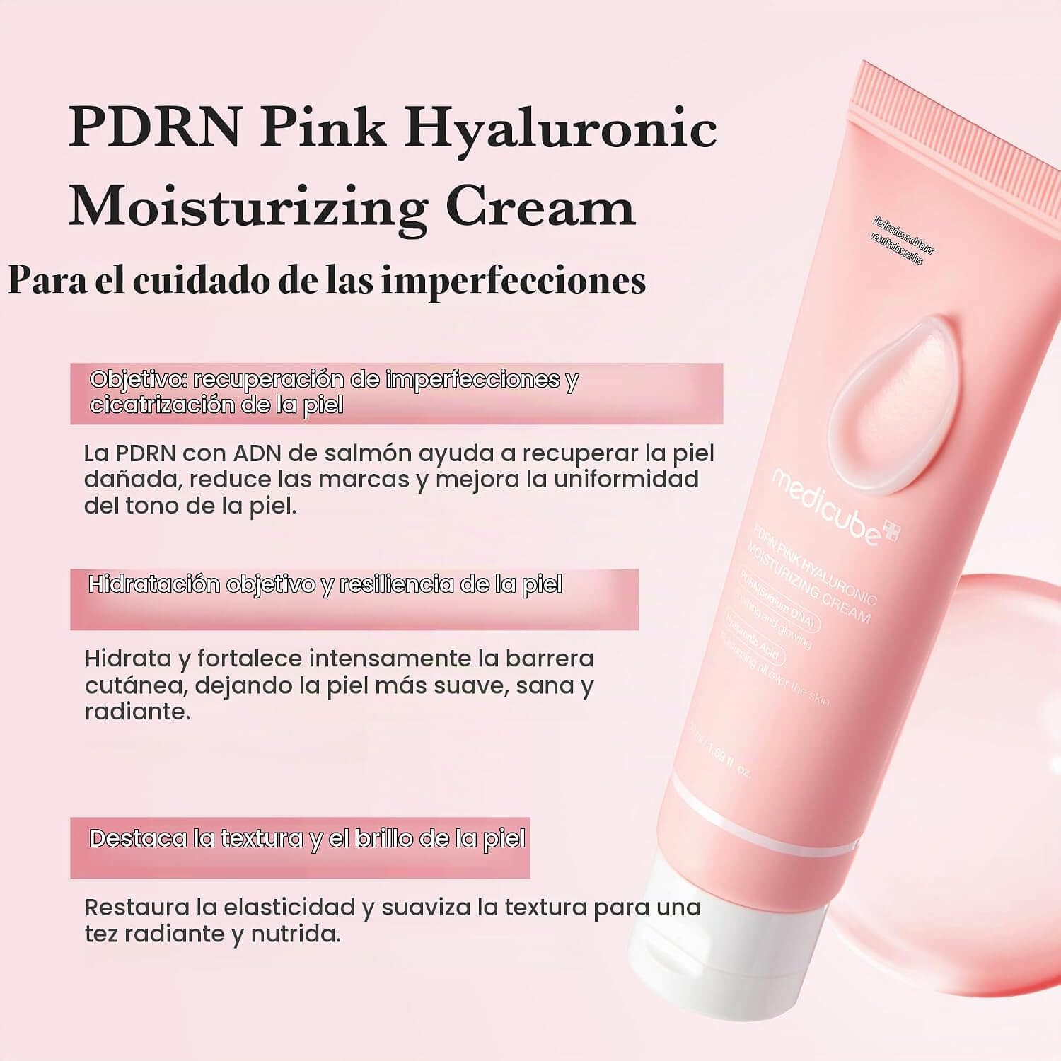 Medicube Pdrn pink hyaluronic moisturizing cream - 50ml - Imagen 3