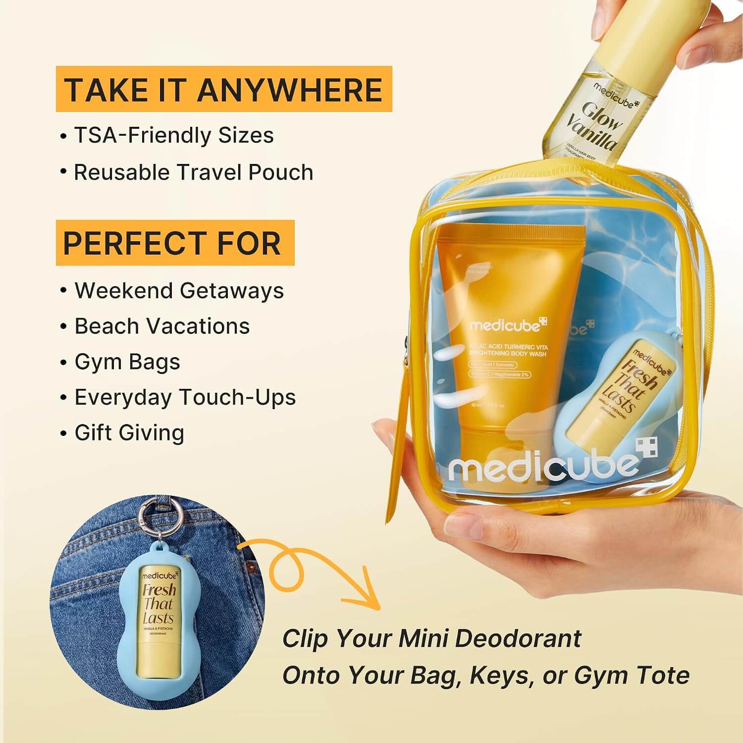 Medicube Fresh Glow Travel Body Kit cuidado corporal y capilar - Imagen 4